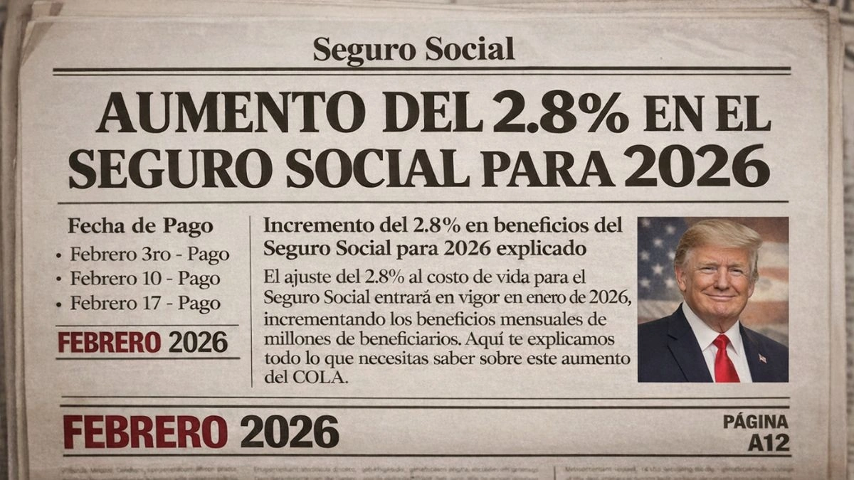 Aumento del 2.8 % en el Seguro Social para 2026