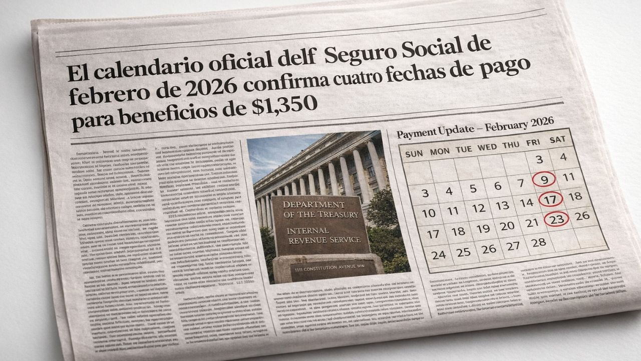 El calendario oficial del Seguro Social de febrero de 2026 confirma cuatro fechas de pago para beneficios de $1,350